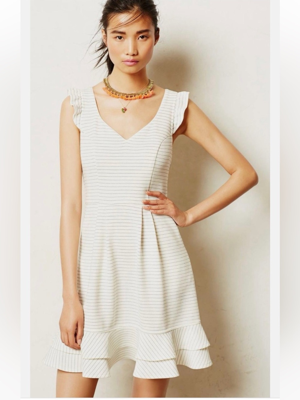 Anthropologie Maeve Sunland Dress in ivory stripe. Size: 2